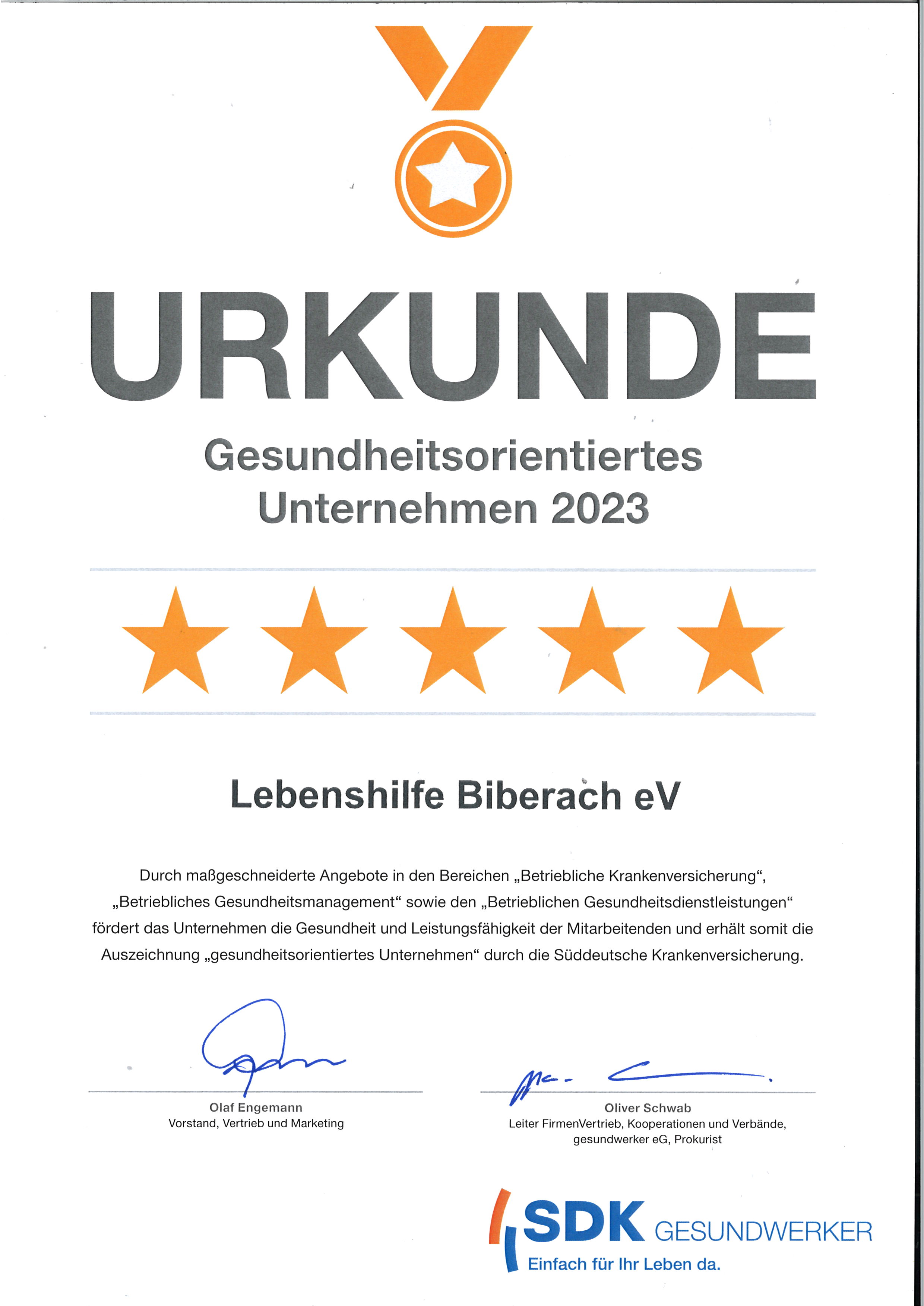 SDK Urkunde